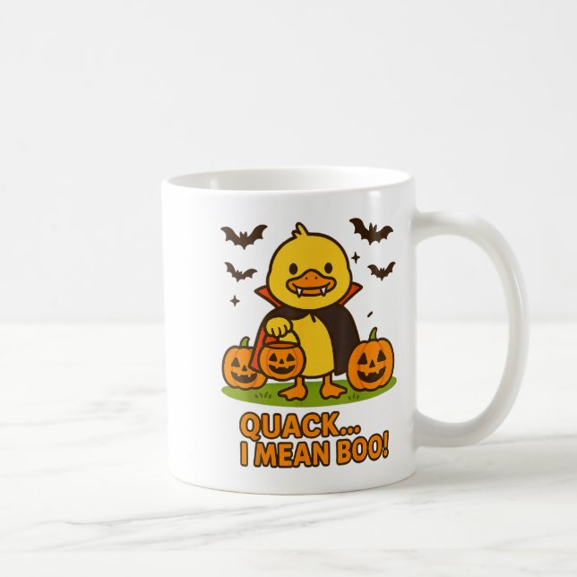 Funny Duck Halloween Costume – Quack I Mean Boo Qu Coffee Mug (Right)