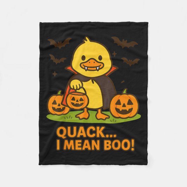 Funny Duck Halloween Costume – Quack I Mean Boo Qu Fleece Blanket (Front)