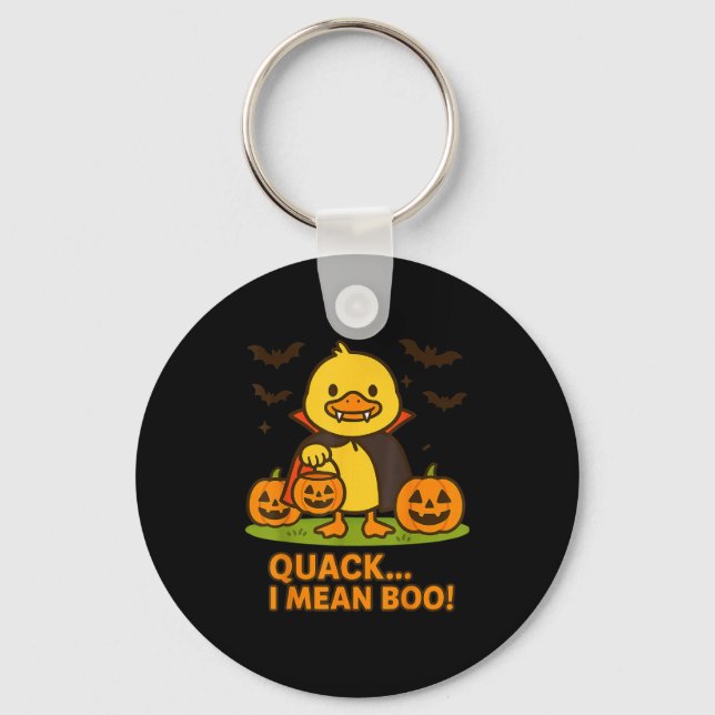 Funny Duck Halloween Costume – Quack I Mean Boo Qu Keychain (Front)