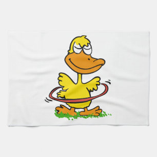 Funny duck hula hoop   Choose background colour Kitchen Towel