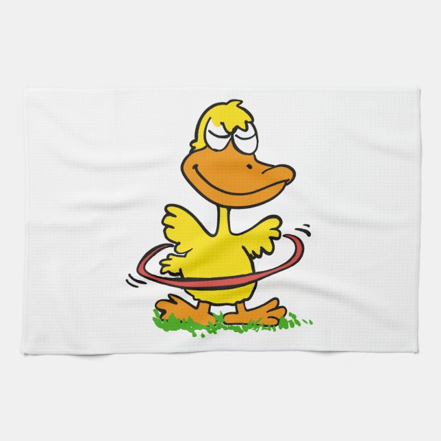 Funny duck hula hoop | Choose background colour Kitchen Towel (Horizontal)