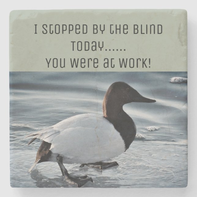 Funny Duck Hunting Stone Coaster (Front)