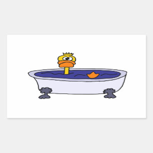 Funny Duck in a Bathtub Cartoon Sticker