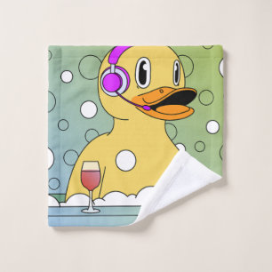 Funny Duck in Bubbles Washcloth  Wash Cloth