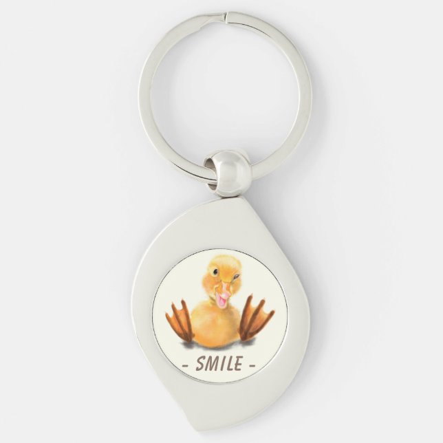 Funny Duck Keychain Smlie - Custom Text (Front)