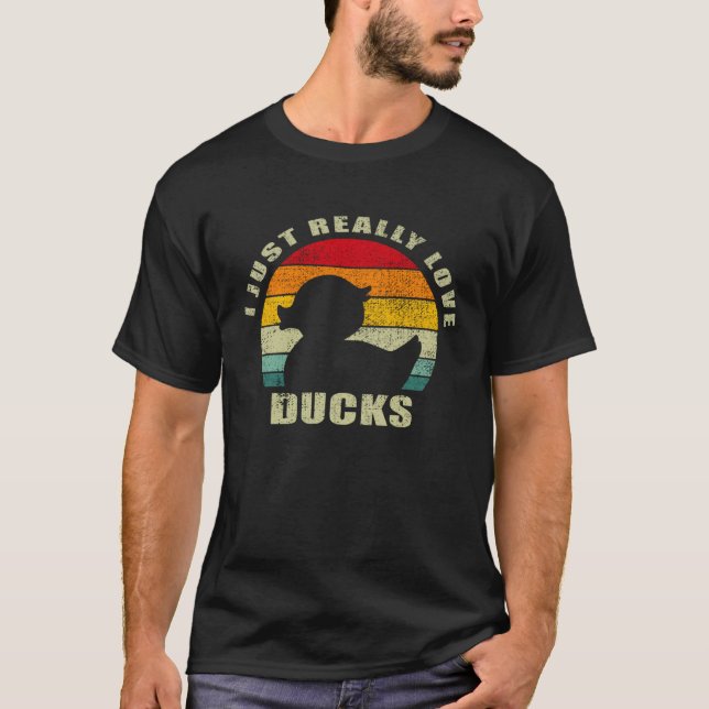 Funny Duck lovers I Really Love Ducks Retro Mallar T-Shirt (Front)