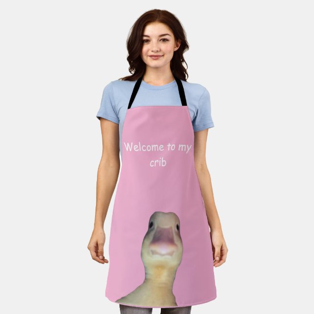 Funny Duck Meme – “Welcome to My Crib” Cute Animal Apron (Worn)