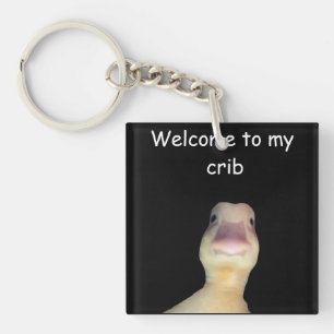 Funny Duck Meme – “Welcome to My Crib” Cute Animal Keychain