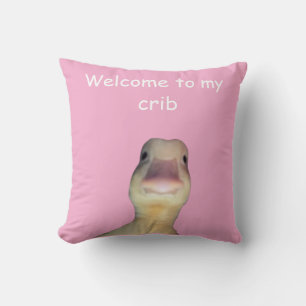 Funny Duck Meme – “Welcome to My Crib” Cute Animal Throw Pillow