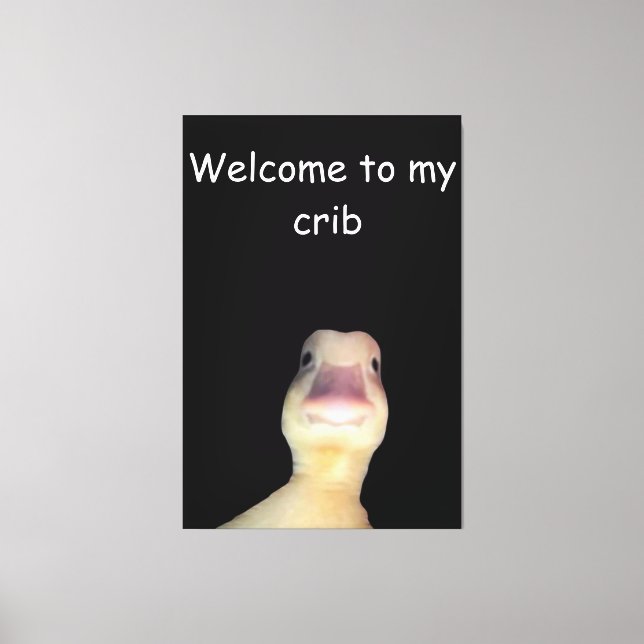 Funny Duck Meme: Welcome to My Crib Duck Canvas Print (Front)