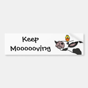 Funny Duck on a Cow Cartoon Bumper Sticker