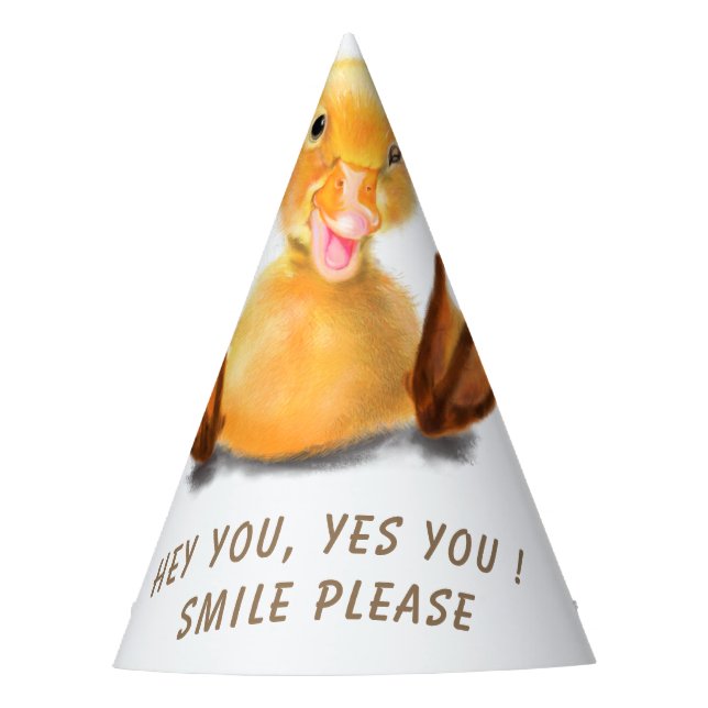 Funny Duck Paper Party Hat Smile - Custom Text (Front)