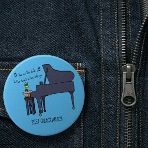 Funny Duck Piano Player Burt Quackarach Artwork 3 Inch Round Button