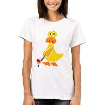 Funny Duck Playing Golf Primitive Art