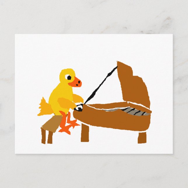 Funny Duck Playing Piano Art Postcard (Front)