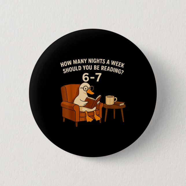 Funny Duck Reading Book 67 Six Seven Meme  2 Inch Round Button (Front)