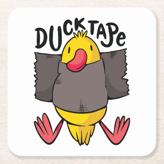 Funny Duck Tape Square Paper Coaster (Front)