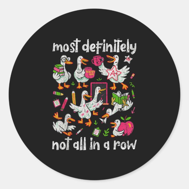 Funny duck teacher educator back to school  classic round sticker (Front)