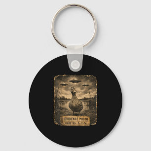 Funny duck ufo evidence photo alien humour  keychain