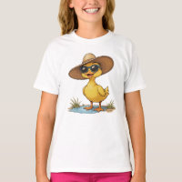 Funny Duck Wearing a Big Sun Hat and Sunglasses