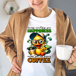 Funny Duck Wearing Glasses Coffee Caption Quote T-Shirt