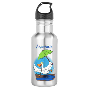 Funny duck with umbrella dancing cartoon 532 ml water bottle