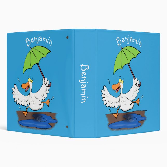 Funny duck with umbrella dancing cartoon binder (Background)