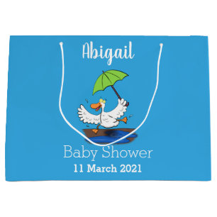 Funny duck with umbrella dancing cartoon large gift bag