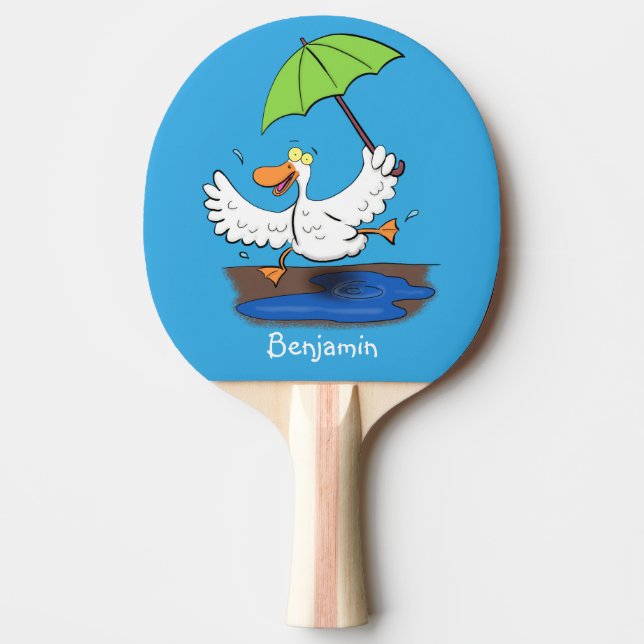 Funny duck with umbrella dancing cartoon  ping pong paddle (Front)
