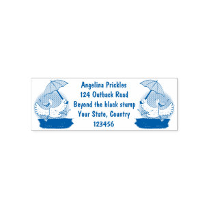 Funny duck with umbrella dancing cartoon self-inking stamp