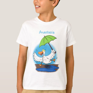 Funny duck with umbrella dancing cartoon T-Shirt