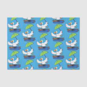 Funny duck with umbrella dancing cartoon tissue paper