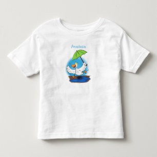 Funny duck with umbrella dancing cartoon toddler t-shirt