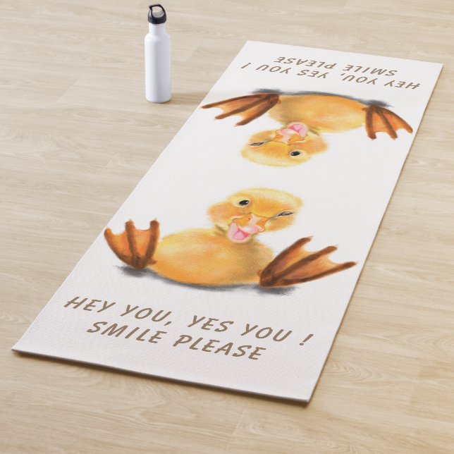 Funny Duck Yoga Mat Smile - Custom Text (In Situ)