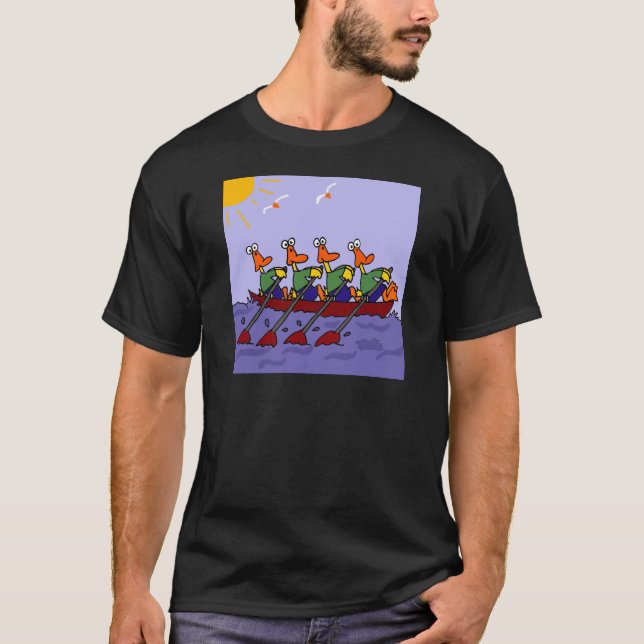 Funny Ducks in a Row Cartoon T-Shirt (Front)