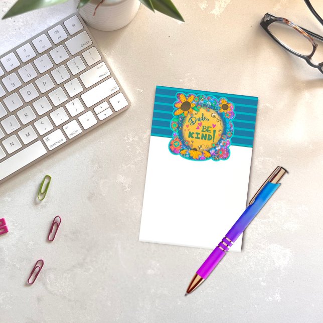 Funny Dude Be Kind Floral Colourful Kindness Post-it Notes (Creator Uploaded)