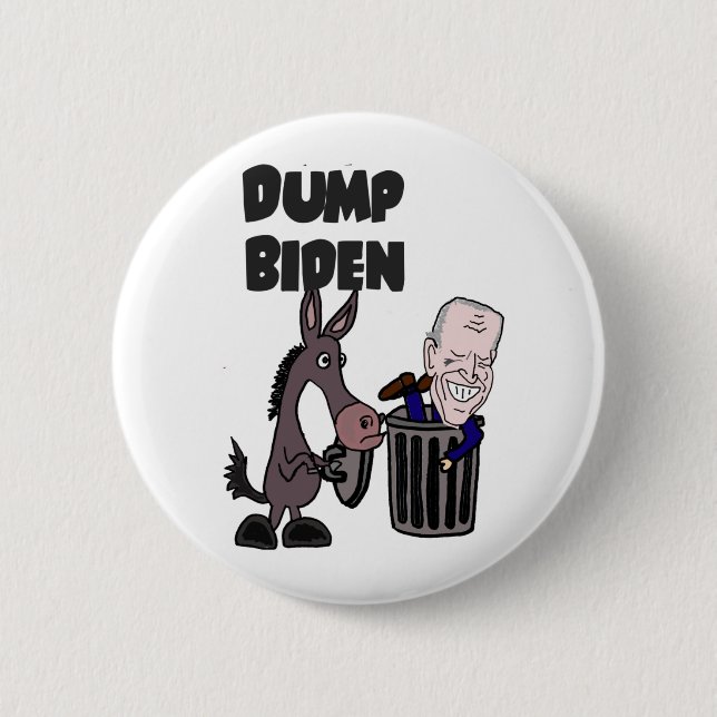 Funny Dump Joe Biden Cartoon 2 Inch Round Button (Front)
