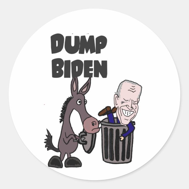 Funny Dump Joe Biden Cartoon Classic Round Sticker (Front)