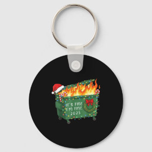 Funny Dumpster Fire It's Fine I'm Fine 2025 Christ Keychain