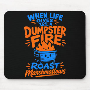 Funny dumpster fire marshmallow mouse pad