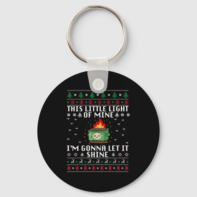 Funny Dumpster Fire Ugly Christmas Sweaters For Me Keychain (Front)