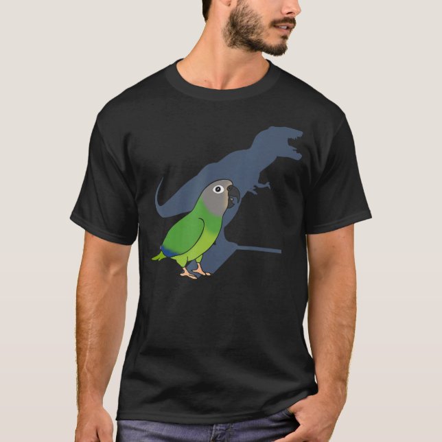 Funny Dusky headed Conure T-rex, Dinosaur Parrot P T-Shirt (Front)