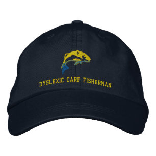 Funny Dyslexic Carp Fisherman Embroidered Hat