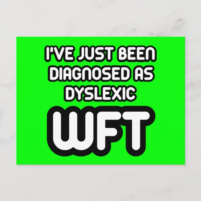Funny dyslexic postcard (Front)