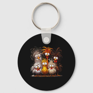 Funny Eagerly Quirky Chicken Art  Keychain