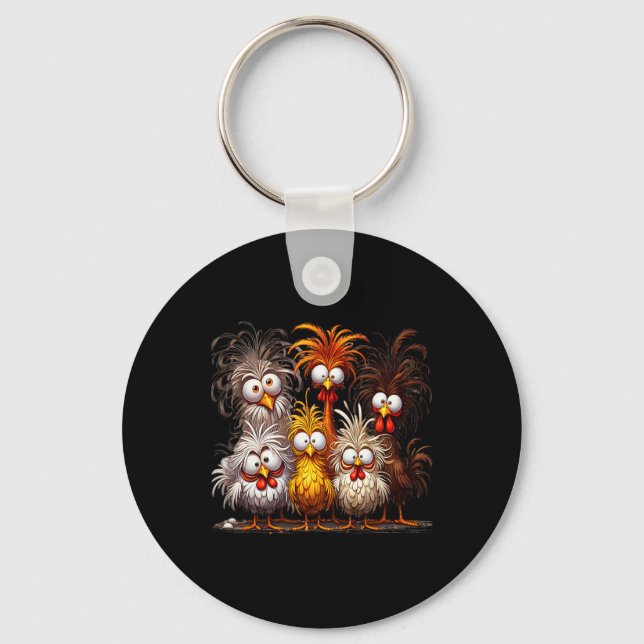 Funny Eagerly Quirky Chicken Art  Keychain (Front)