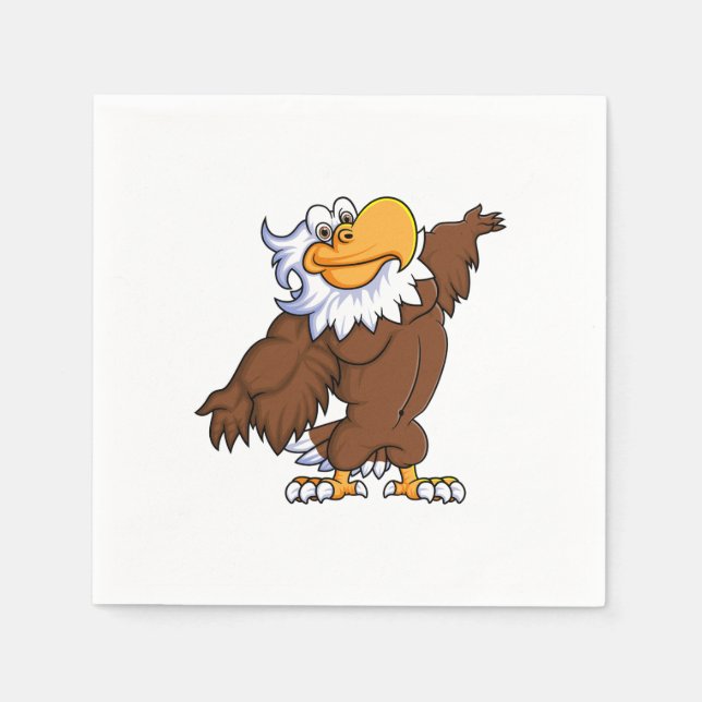 funny eagle cartoon posing mascot character napkin (Front)