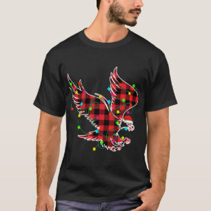 Funny Eagle Christmas Tree Red Plaid Xmas Animals  T-Shirt