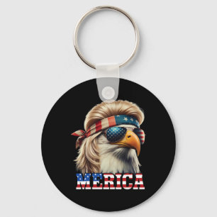 Funny Eagle Merica 4th July Blonde Wig Mullet Funn Keychain