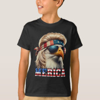 Funny Eagle Merica 4th July Blonde Wig Mullet Funn